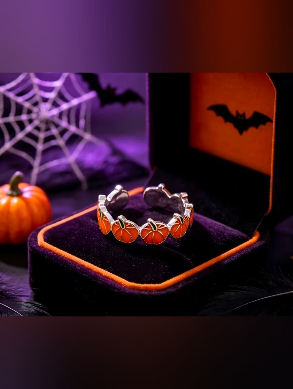 $8 Each Or Bundle 5/$20 Silver & Orange Pumpkin Adjustable Ring